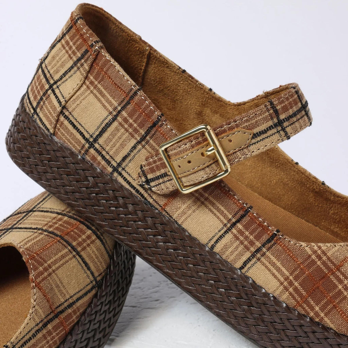 Mary Jane Plaid Shoes