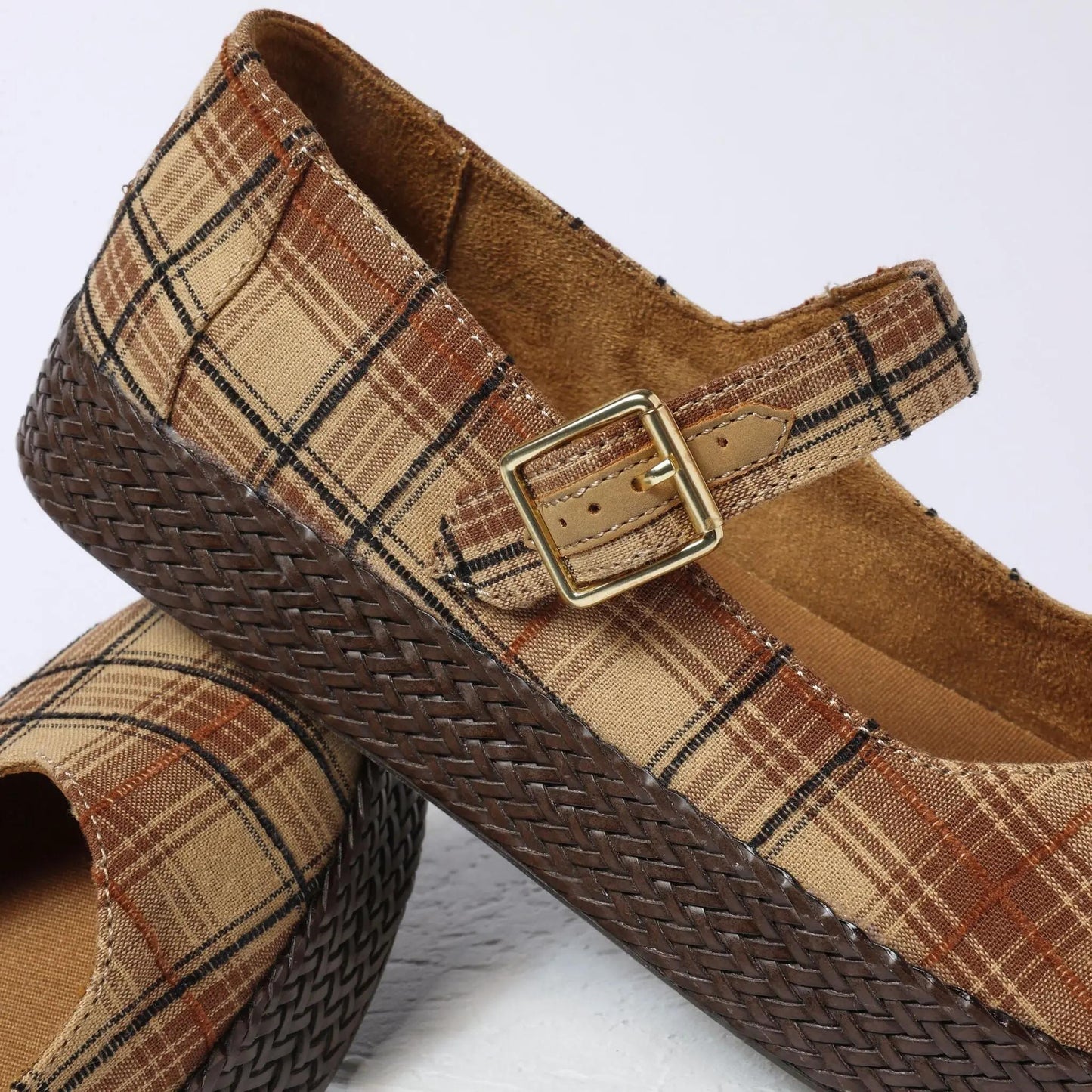 Mary Jane Plaid Shoes