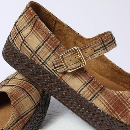 Mary Jane Plaid Shoes