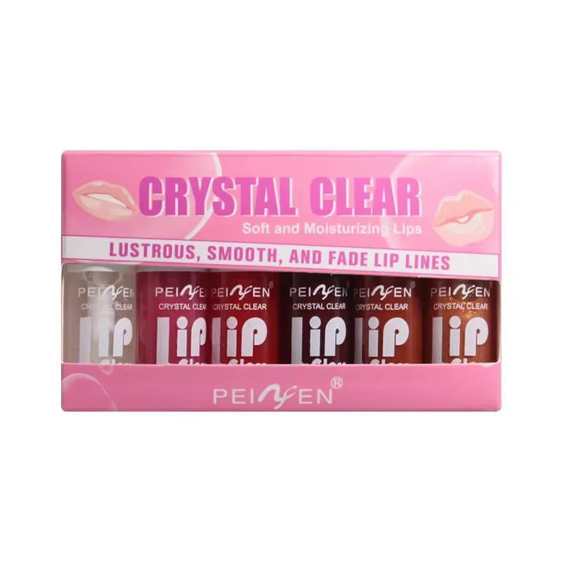 6 Pieces Glass Mirror Lip Gloss Set Hydrating Lightweight Lip Balm Glossy Shimmer Sheer Tint Peach Cherry Pink
