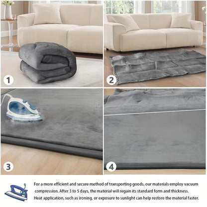 Carpet for Floor 3Cm Thick Memory Foam Playpen Mat with Non-Slip Bottom for Living Room Soft Velvet Minimalist Carpet Kids Rugs