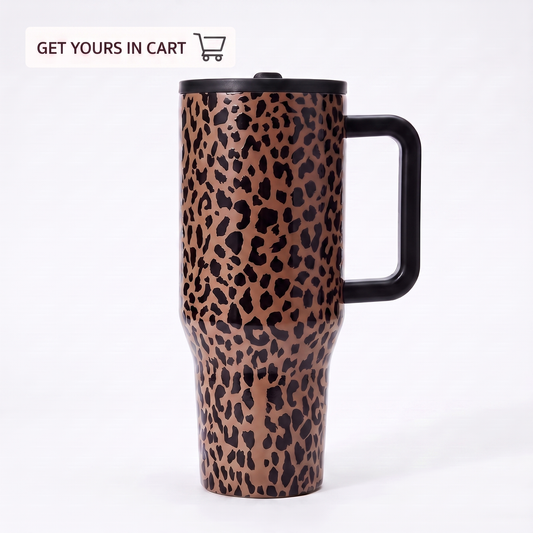 Leakproof 40oz leopard print tumbler